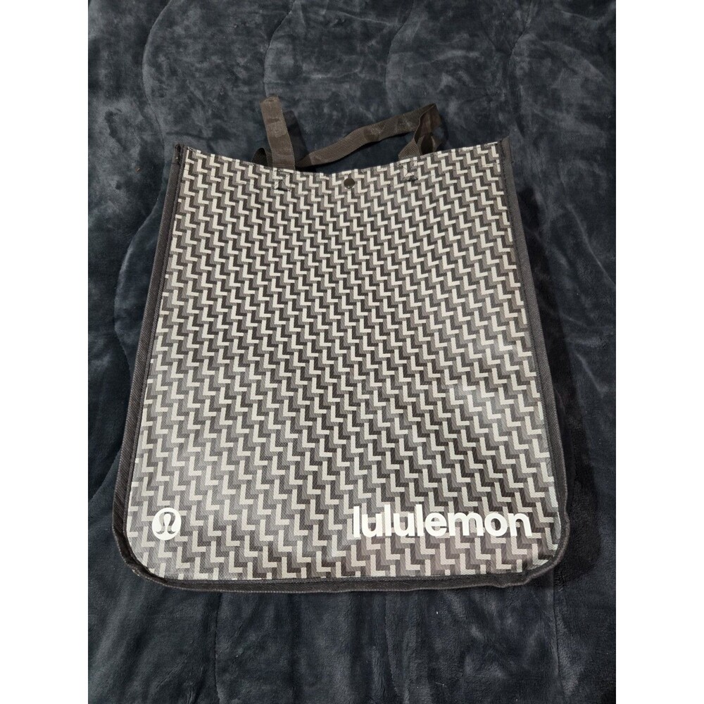Lululemon Large Reusable Shopping Tote Lunch Bag Brown Tan Black Goyard